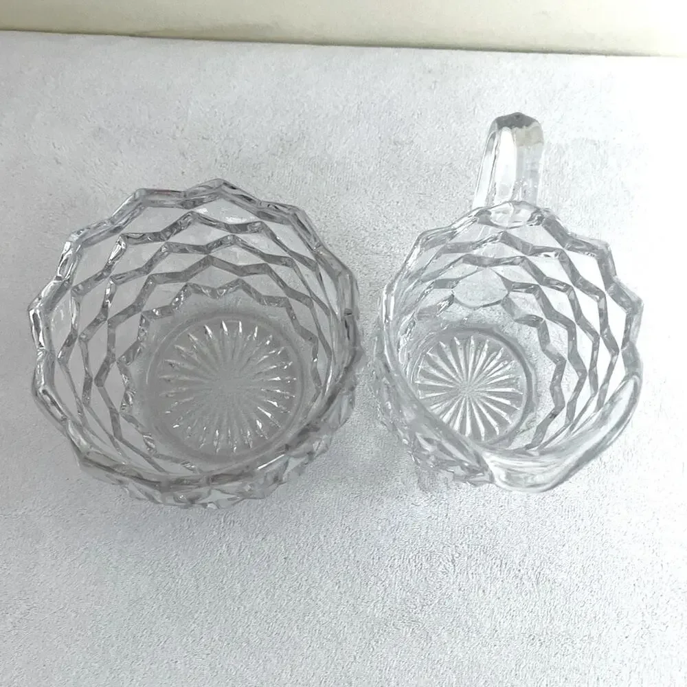 Vtg Fostoria American Glass Cube Creamer Sugar Creamer Coffee Tea USA